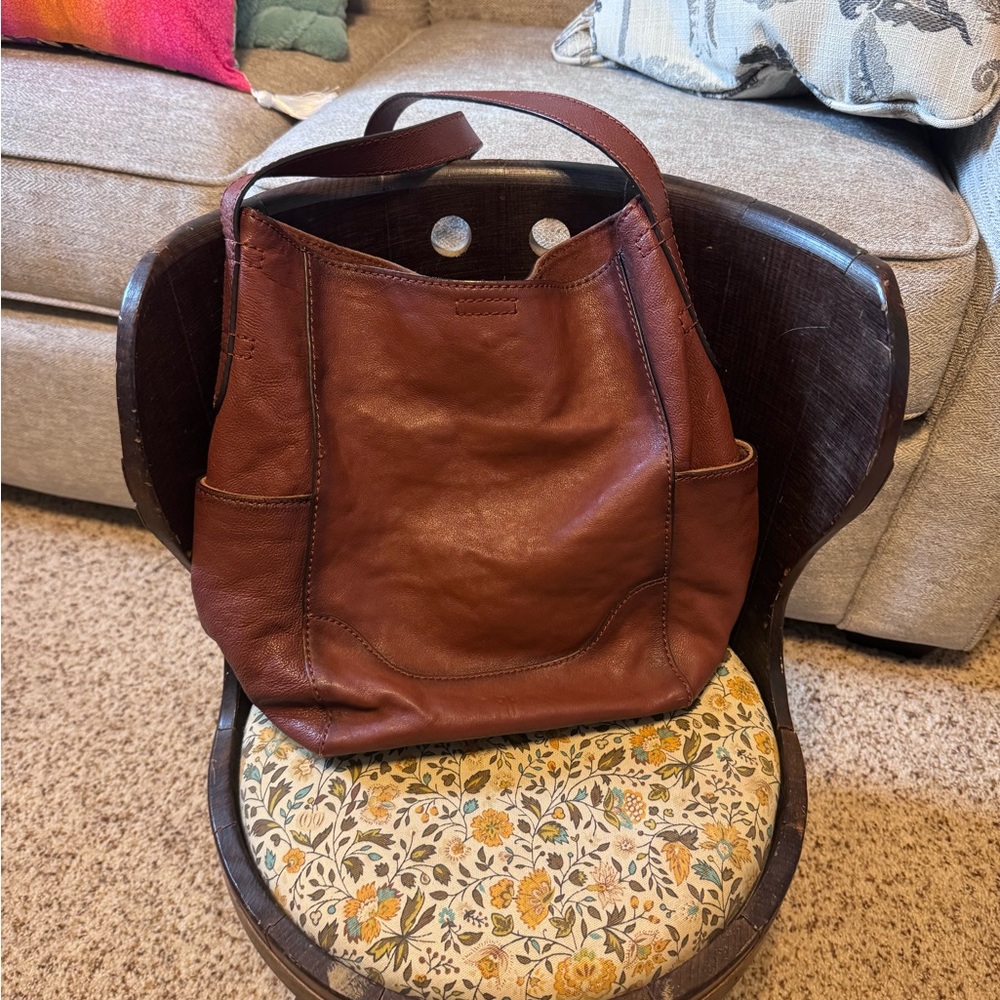 Frye Side Pocket Leather Tote Bag